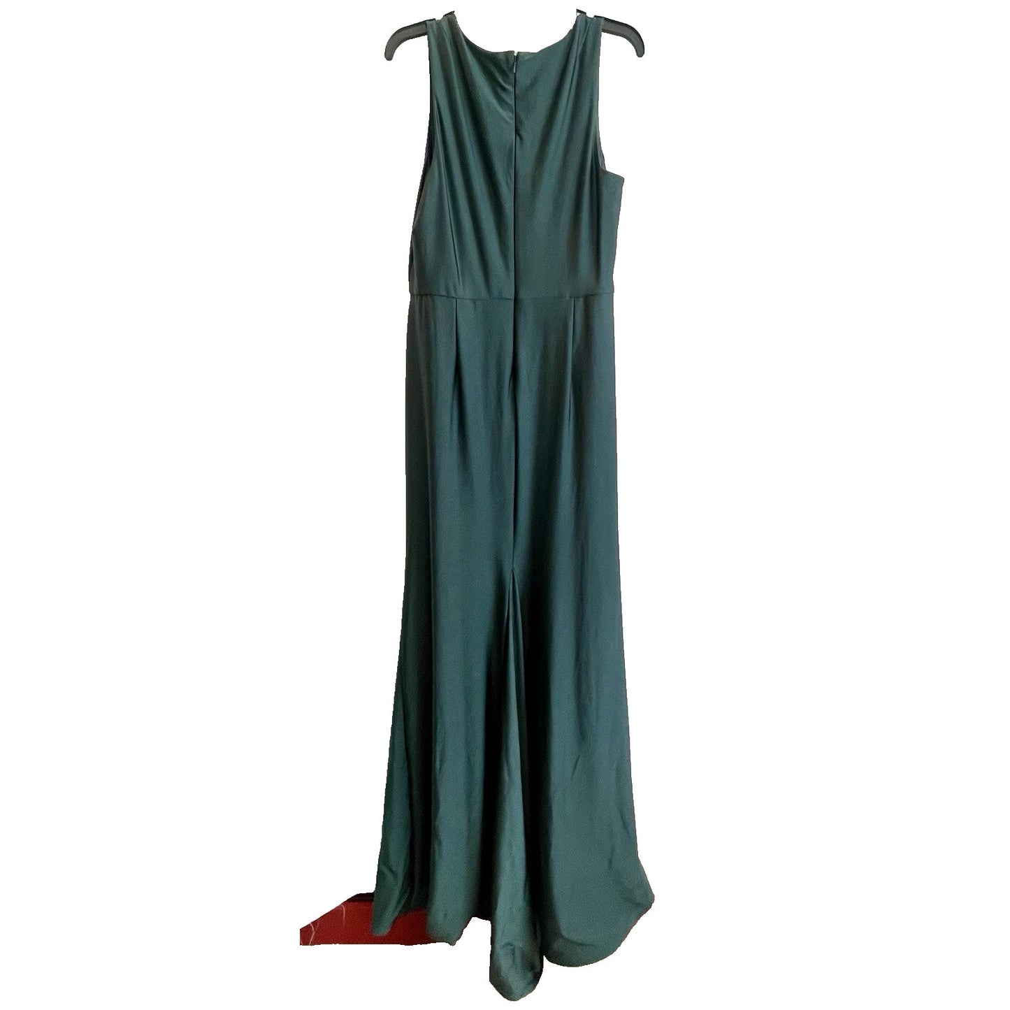 Women's Square Neck Satin Mermaid Dress Green XL Train 💚NEW💚Cynthia & Sahar