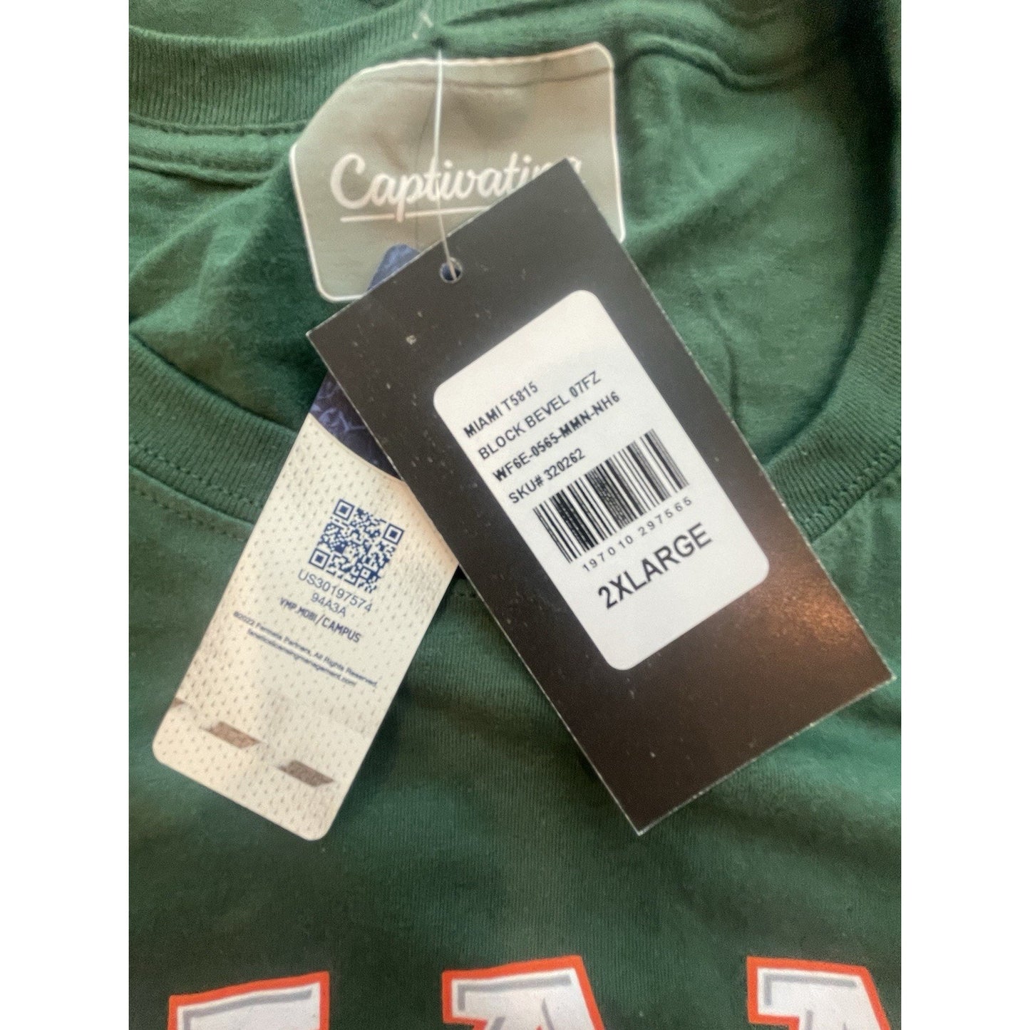 Miami Hurricanes T-Shirt Green Choose Size M or XXL 💚NEW🧡University College