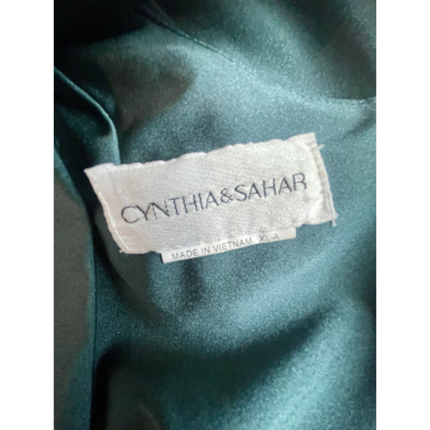 Women's Square Neck Satin Mermaid Dress Green XL Train 💚NEW💚Cynthia & Sahar