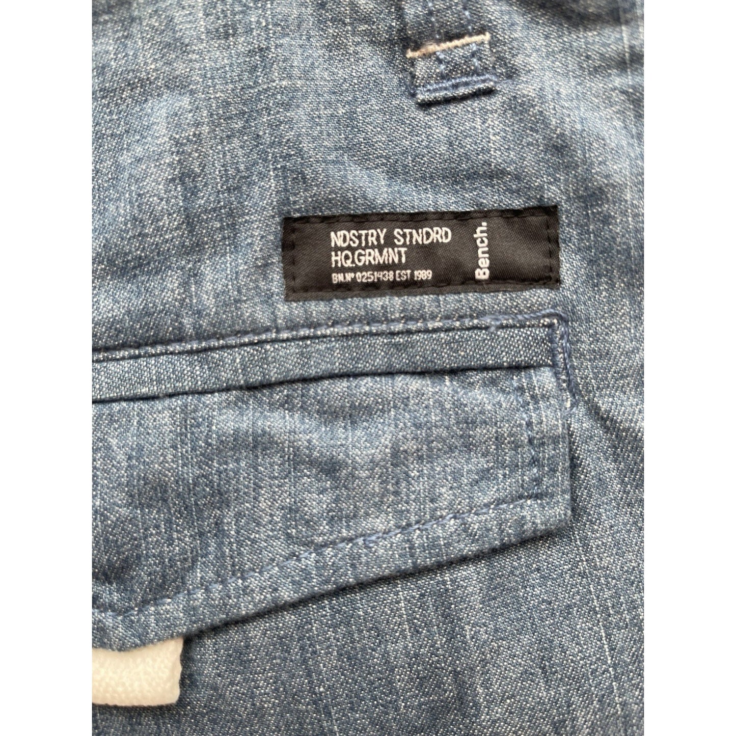 Men's Bench Urbanwear Cargo Shorts Size 32 Denim Blue 🔥NEW🔥Snap Pockets Adjust