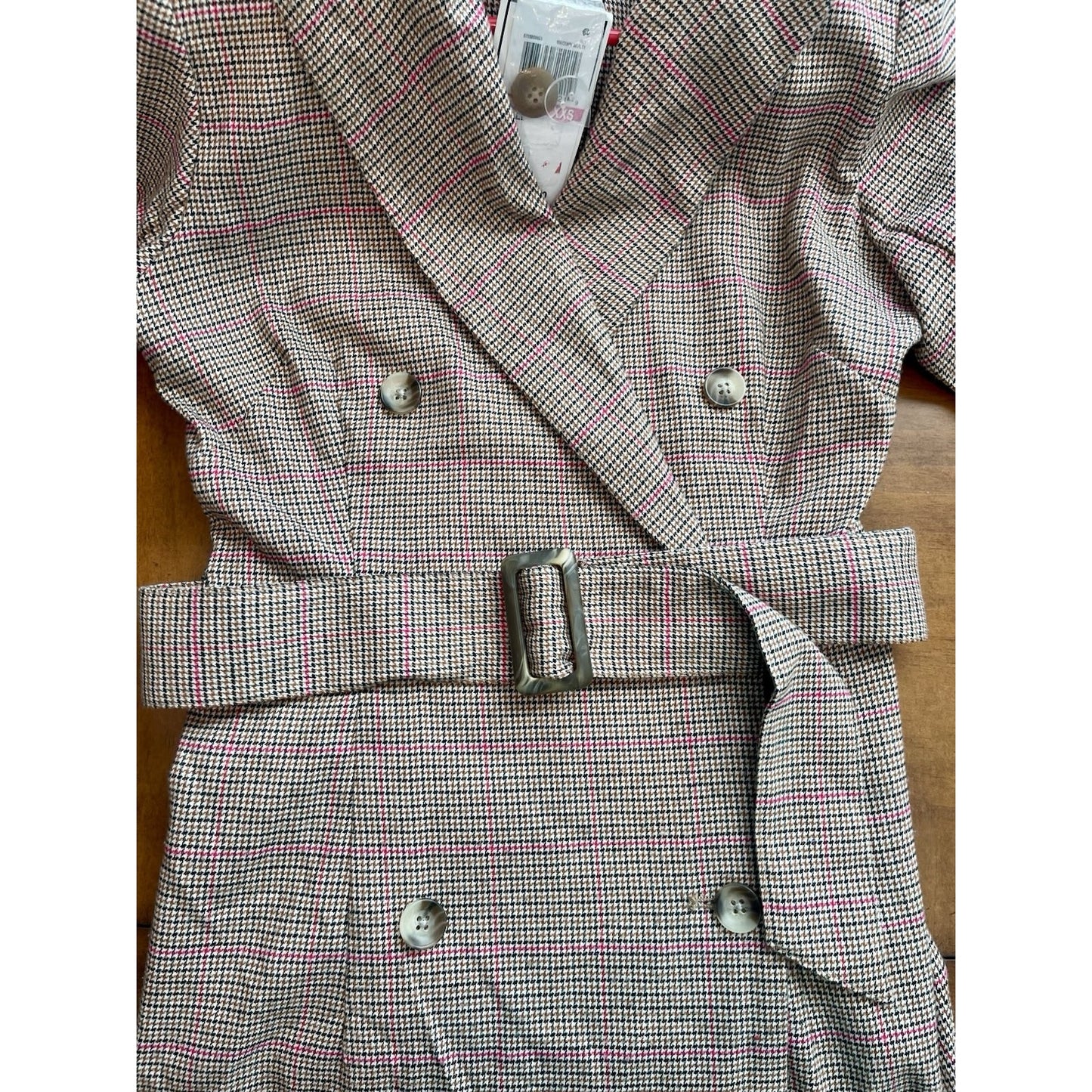 Kit & Sky Juniors Plaid Blazer Dress Size XXS Brown Pink Long Sleeve🤎NEW🩷 Cute