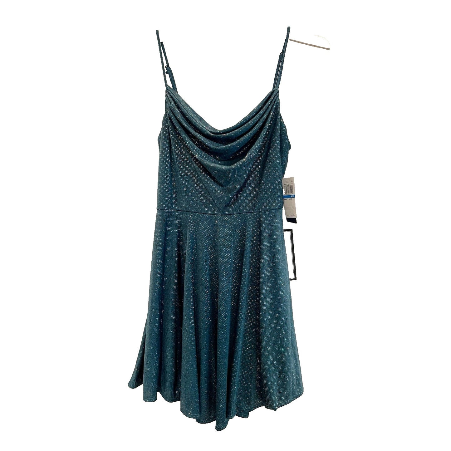 Juniors Womens Mini Dress Asymmetrical Draped Top Skater 9/10 💚NEW💚Emerald