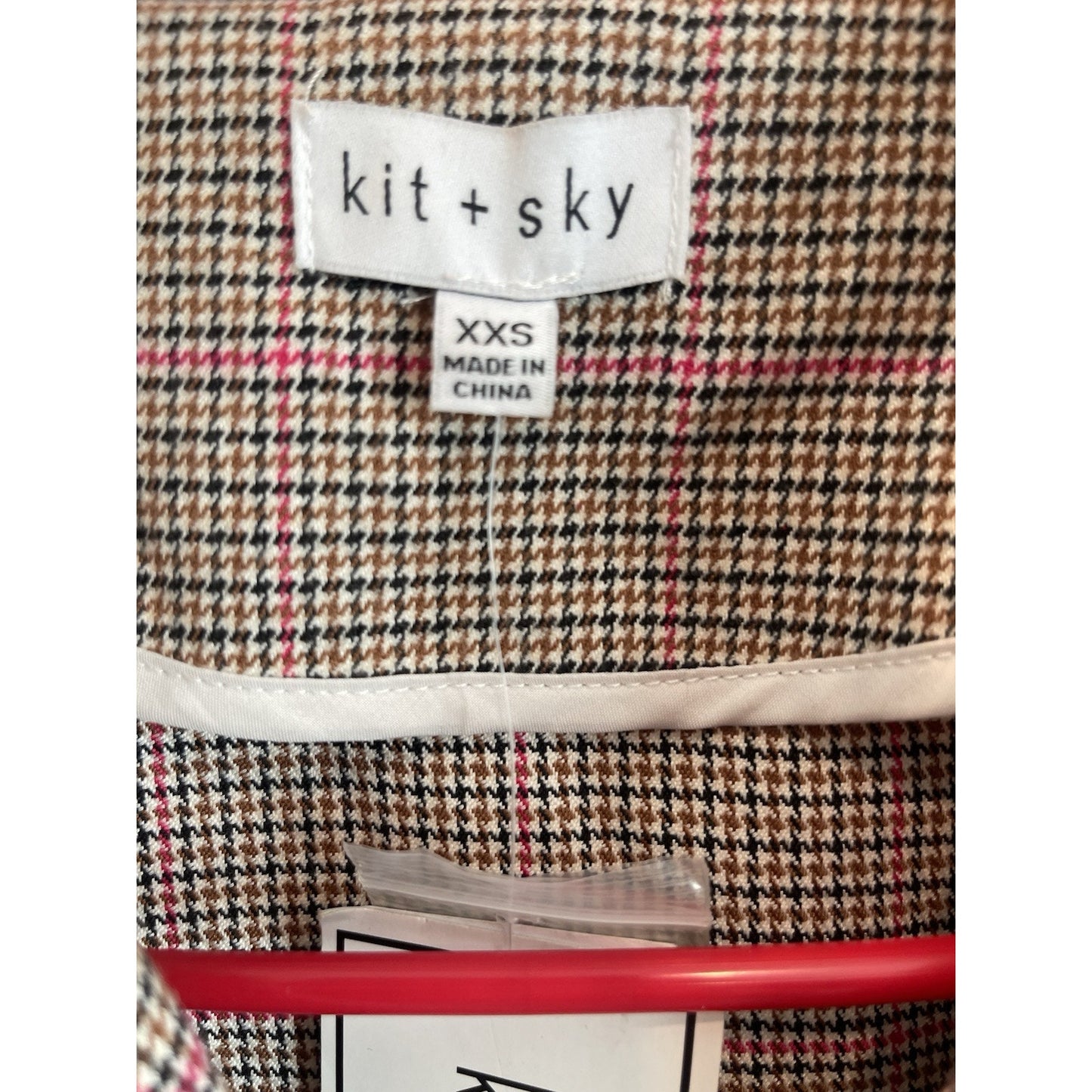 Kit & Sky Juniors Plaid Blazer Dress Size XXS Brown Pink Long Sleeve🤎NEW🩷 Cute