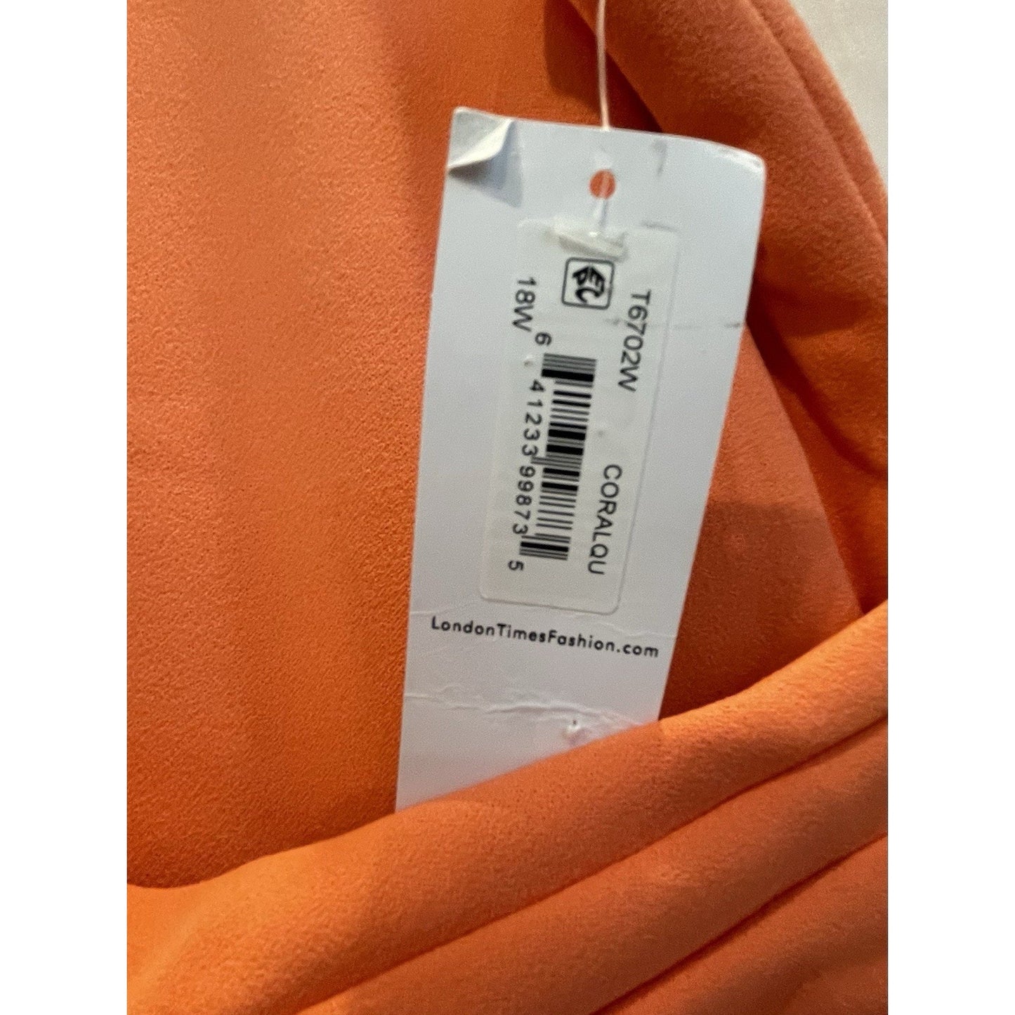 London Times Dress Plus Size 18W Pleated Flounce Surplice Coral 🧡NEW🩷Fit Flare