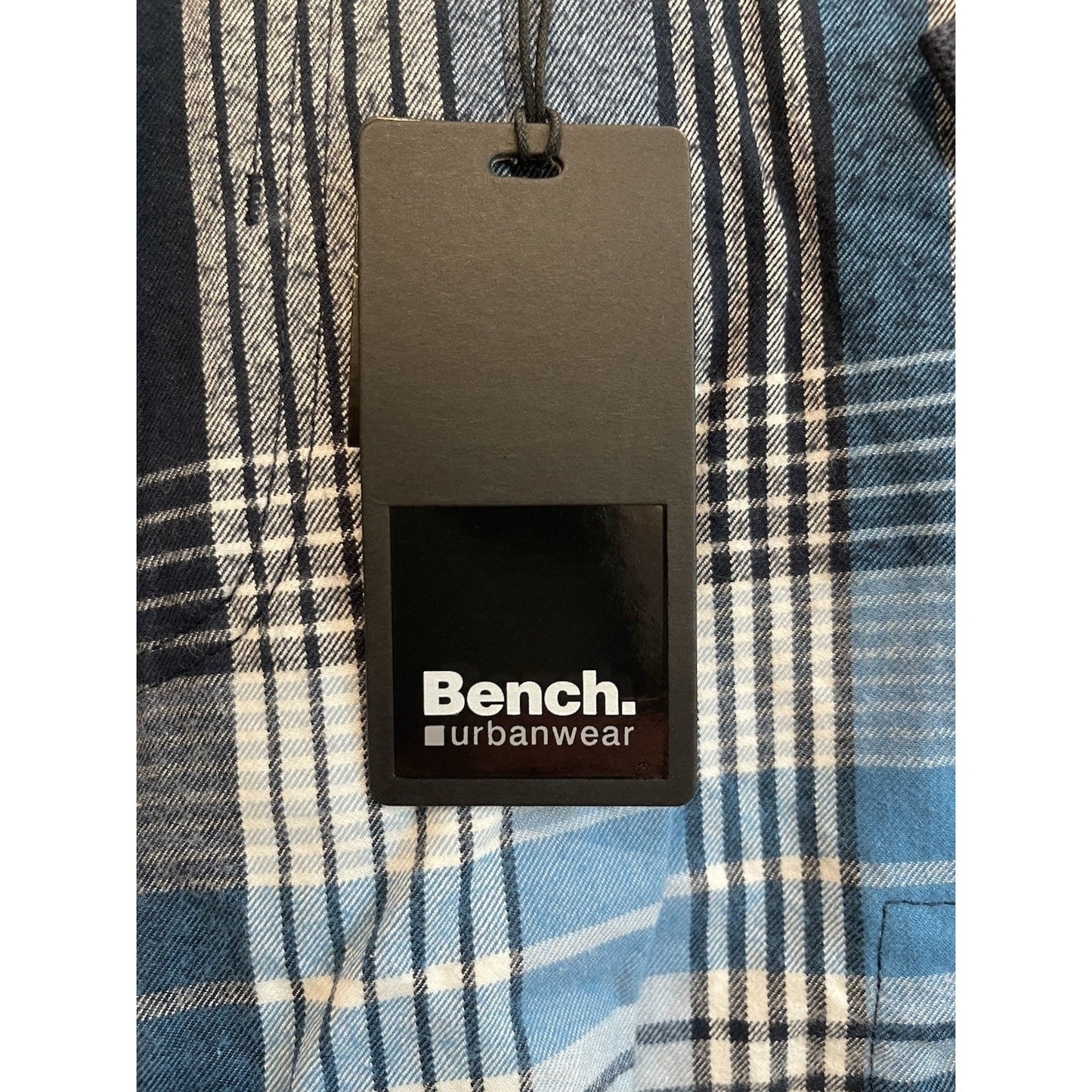 Men's Bench Urbanwear Cargo Shorts Size 32 Plaid Blue 🔥NEW🔥Snap Pockets Adjust
