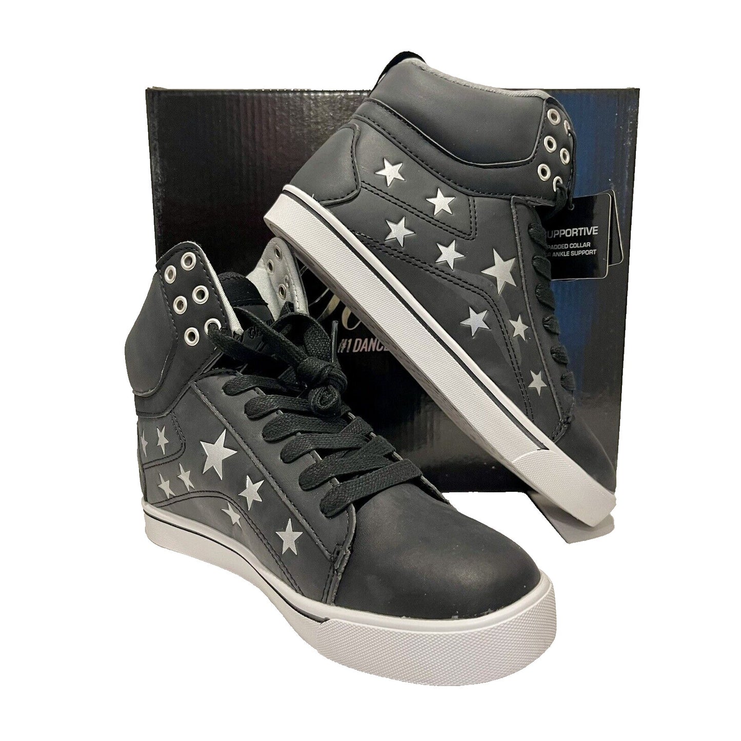 Pastry Women's Pop Tart Star Dance Sneaker Shoe Black/Silver Size 8 🔥NEW🔥PA193030