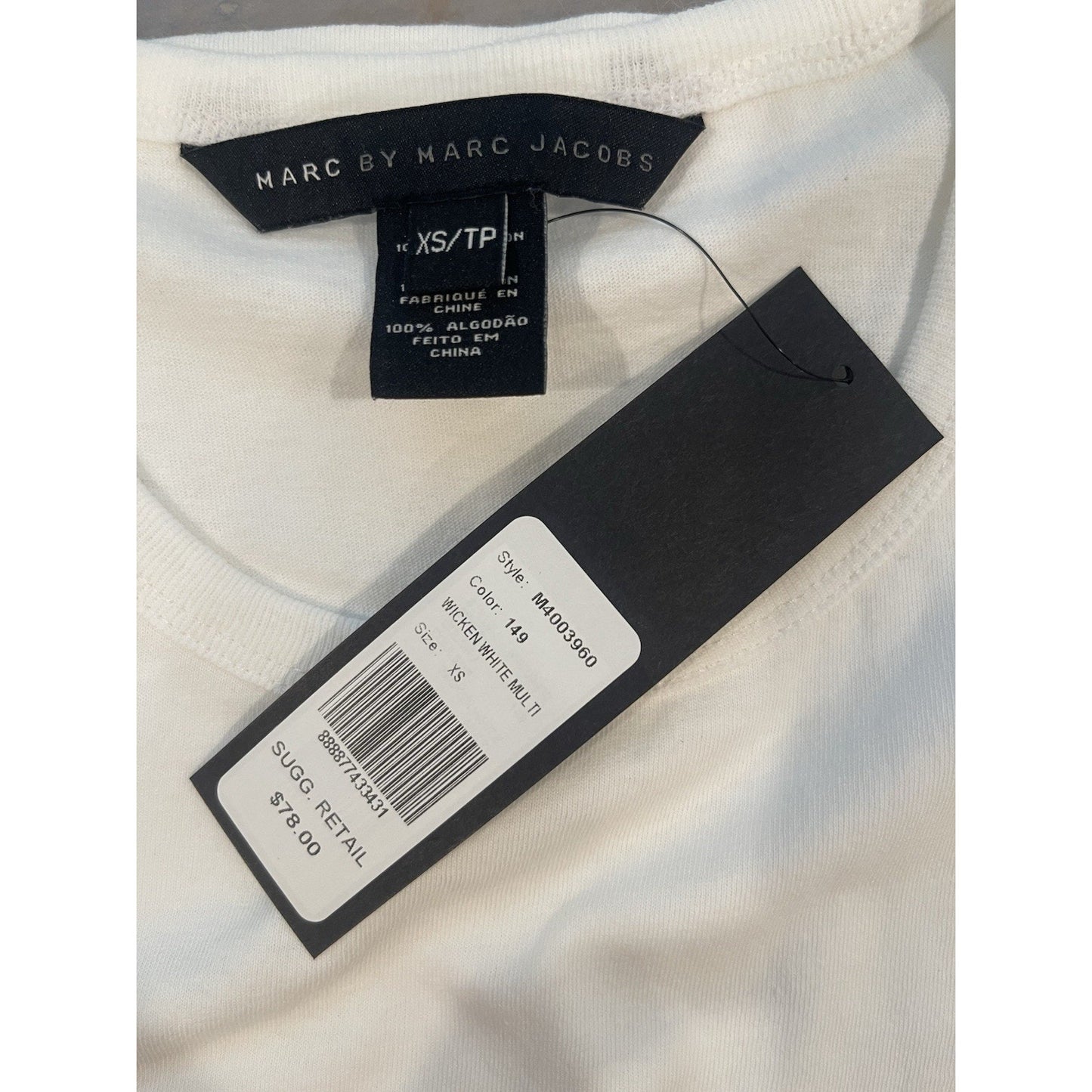 Marc Jacobs Men's XS Wind Surfing T-Shirt Wicken White 🌴NEW🌴Retail $78.00