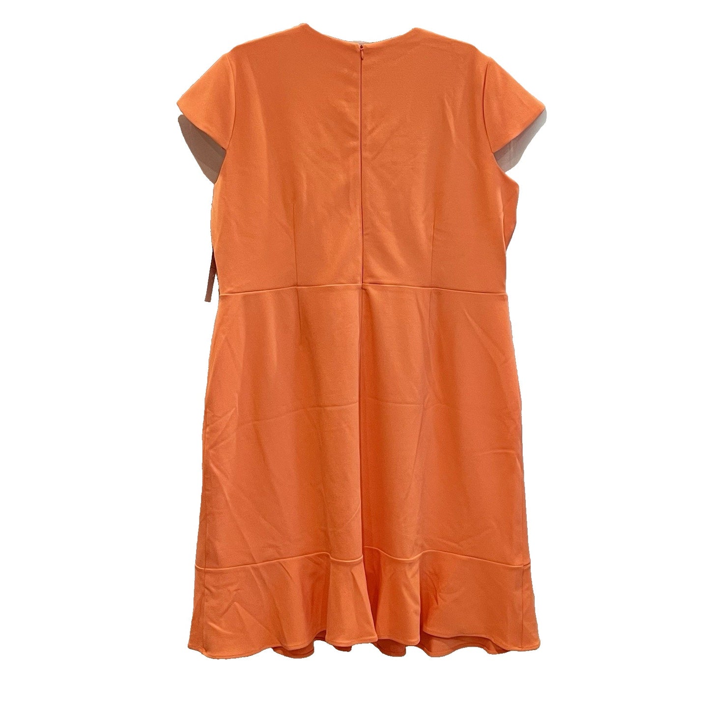 London Times Dress Plus Size 18W Pleated Flounce Surplice Coral 🧡NEW🩷Fit Flare