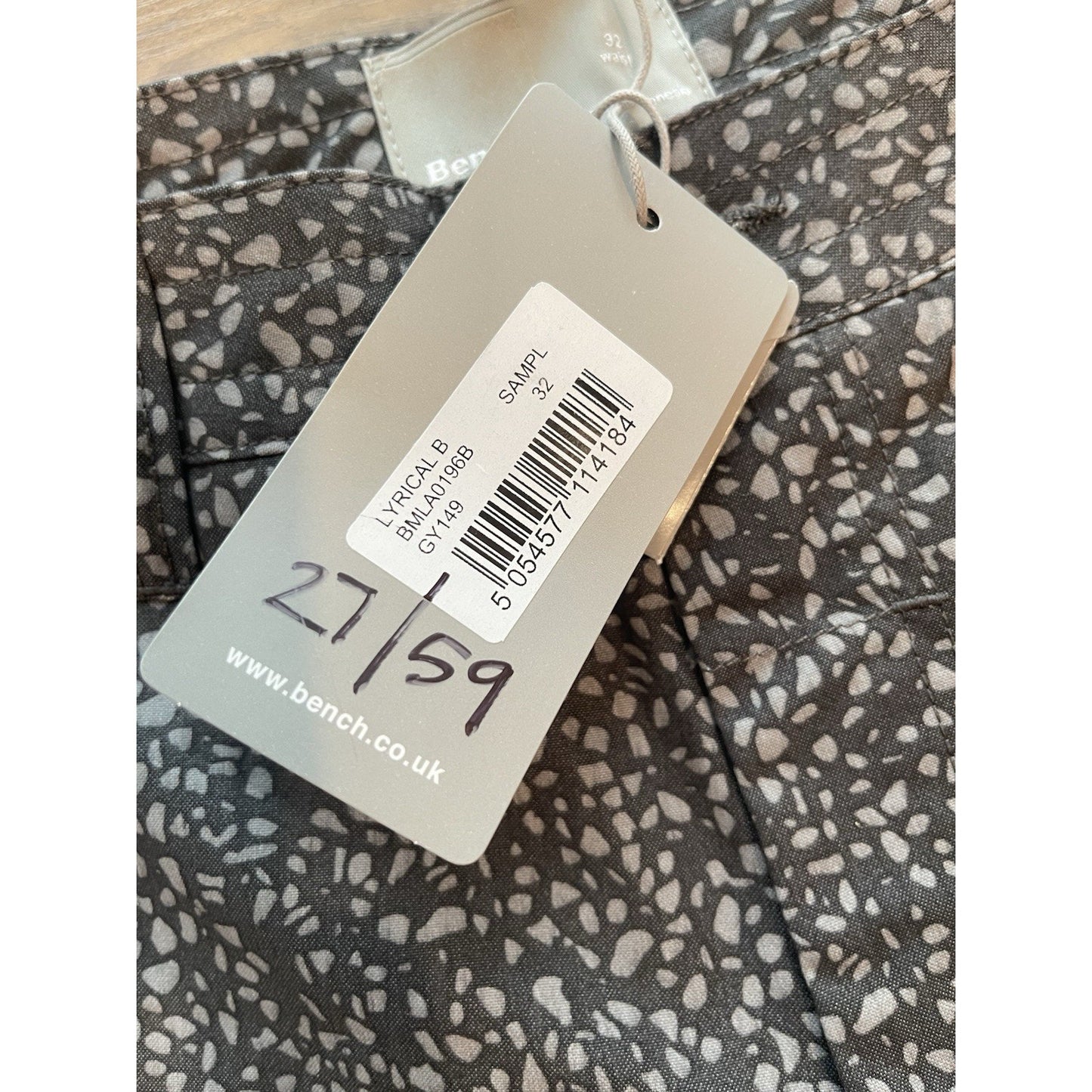 Men's Bench Chino Shorts Size 32 Slate Gray Lyrical Pattern🔥NEW🔥#LOVEMYHOOD