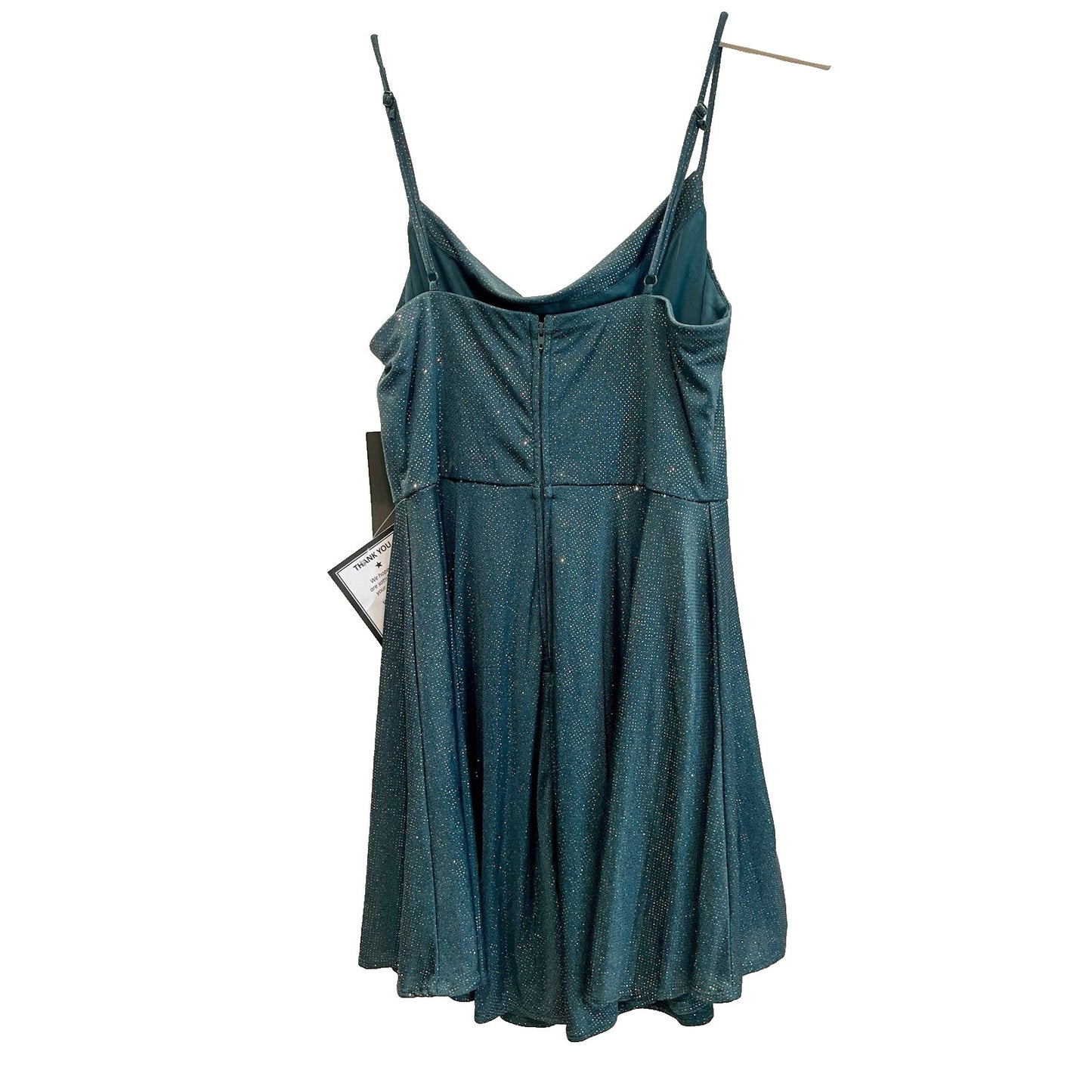 Juniors Womens Mini Dress Asymmetrical Draped Top Skater 9/10 💚NEW💚Emerald