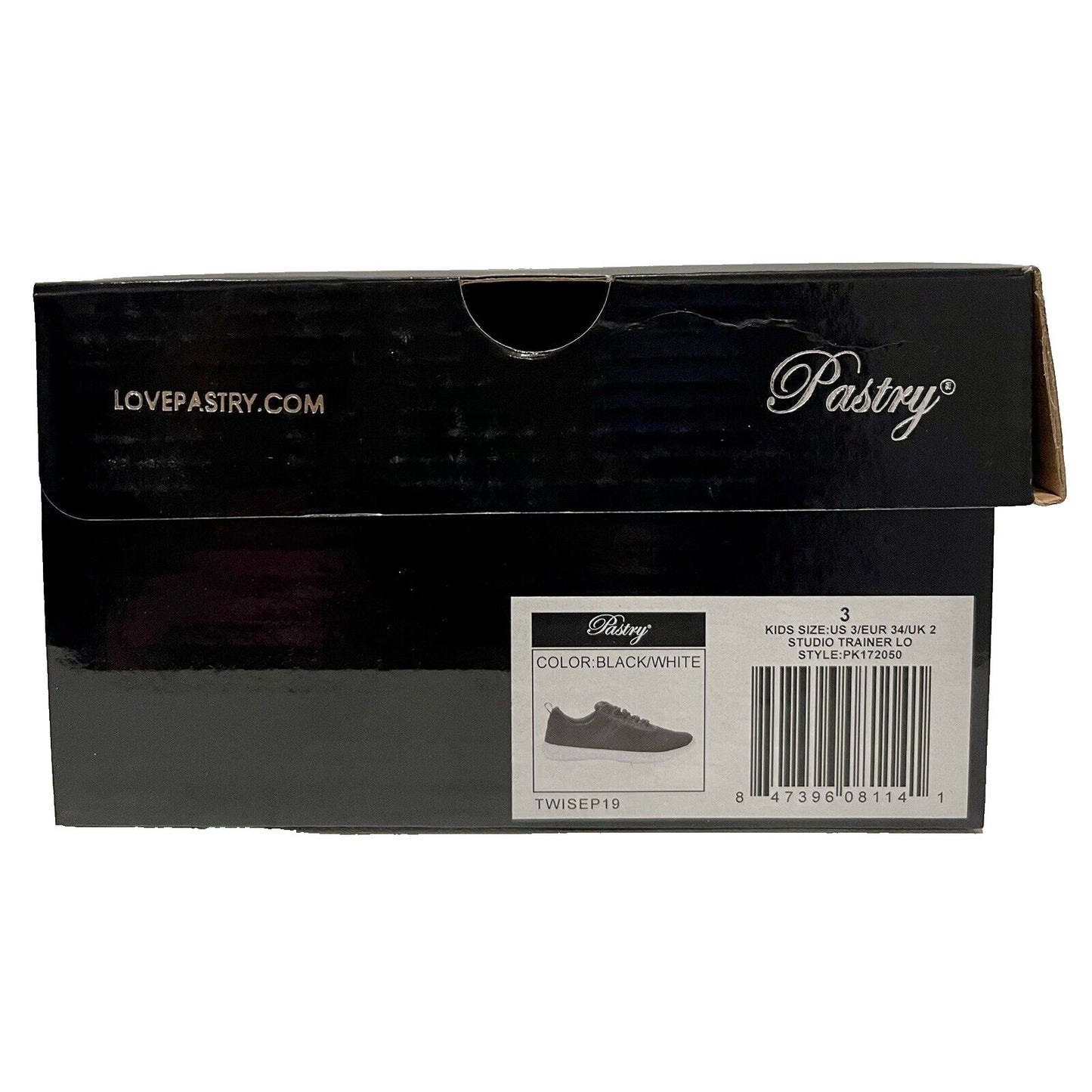 Pastry Kids Studio Trainer Dance Sneaker Black/White Size 3 Shoes🔥NEW🔥PK172050