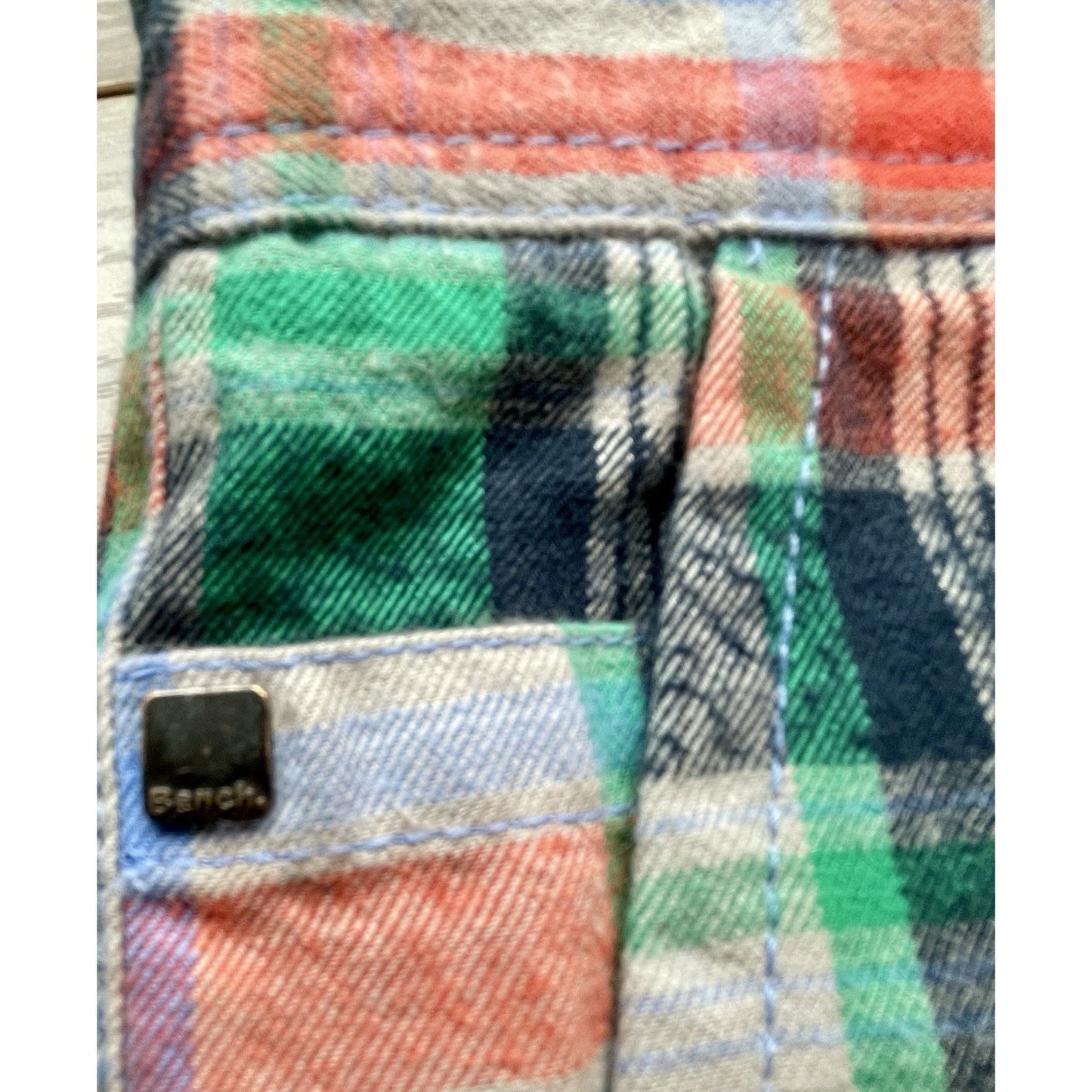 Men's Bench Urban Wear Chino Shorts Size 32 Plaid 🔥NEW🔥 Red Green Blue