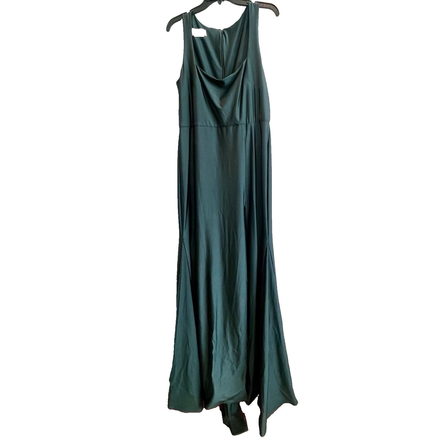 Women's Square Neck Satin Mermaid Dress Green XL Train 💚NEW💚Cynthia & Sahar